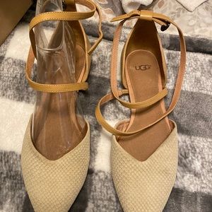 Women Ugg ankle strap buckle closure , suede and leather New
